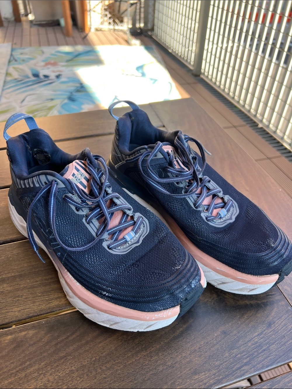 Hoka One One Women's Navy and Pink Athletic Running Shoes